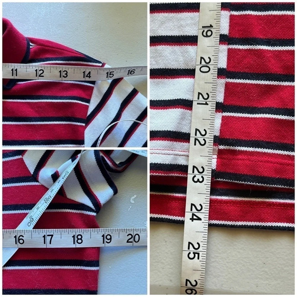 Tommy Hilfiger womens Short Sleeve Mixed Stripe Zip Polo Shirt preppy M - Picture 6 of 11